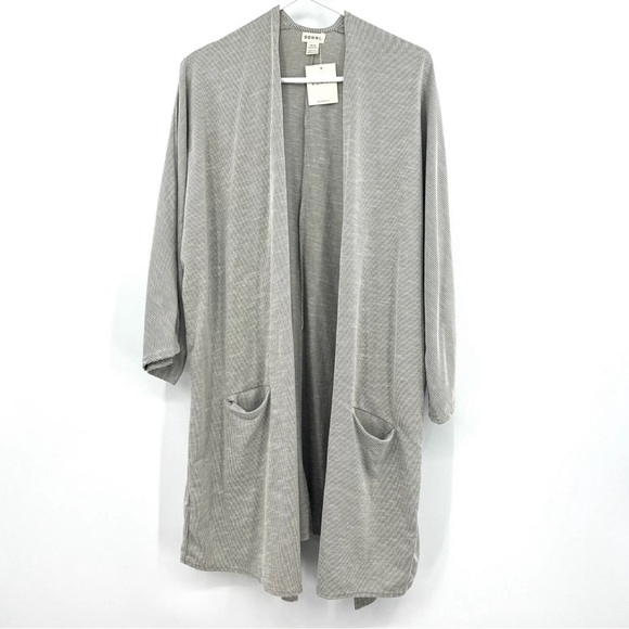 DONNI. Ribbed Sweater Coat in Gray Long Sleeve Open Cardigan Size 0-16 - Picture 2 of 8